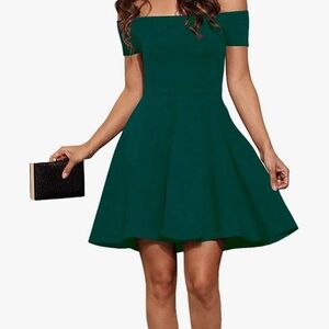 Elegant Green Off-Shoulder Dress
